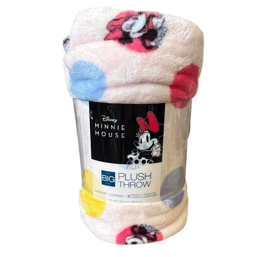 NEW Disney Big One Minnie Mouse Polka Dot Soft Throw Blanket Oversized 5